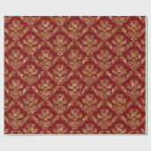 Gouden en rode  Damascus Cadeaupapier (Vlak)