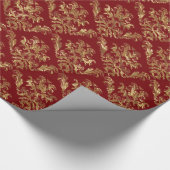 Gouden en rode  Damascus Cadeaupapier (Hoek)