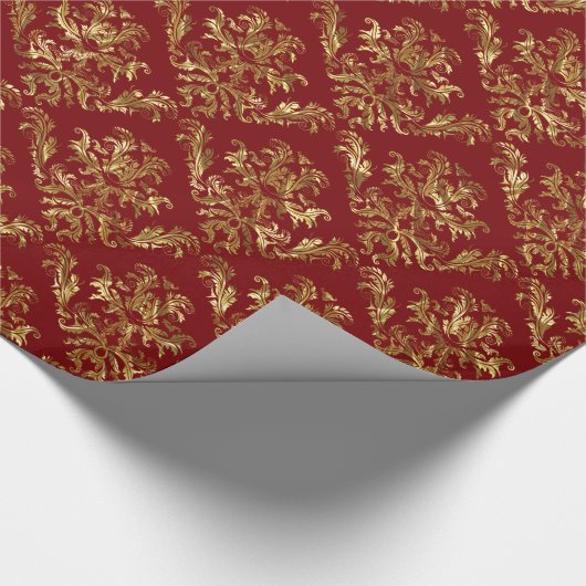 Gouden en rode  Damascus Cadeaupapier (Hoek)