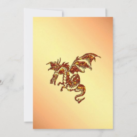 Gouden en Rode Draak Bridal Douche Uitnodiging (Achterkant)