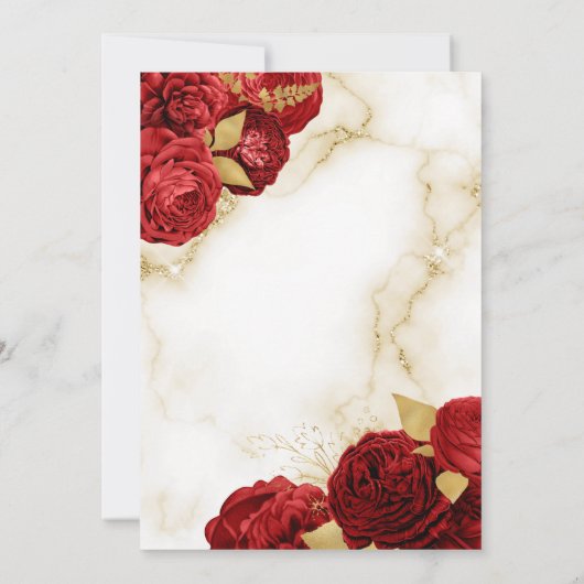 gouden en rode Floral Border Save The Date (Achterkant)