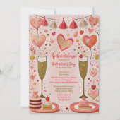 Gouden en rode Galentijn's Day Party Kaart (Voorkant)