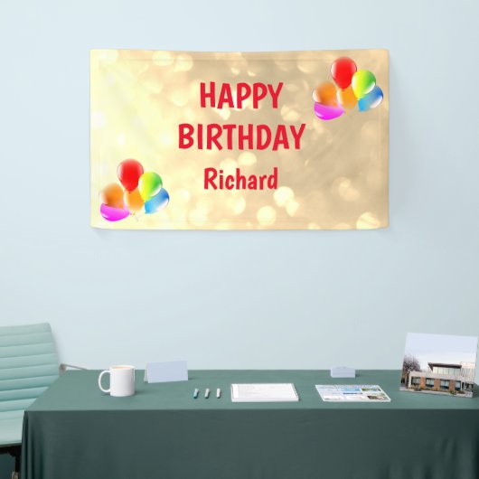 Gouden en Rode Gelukkige Verjaardag Spandoek (Beurs)