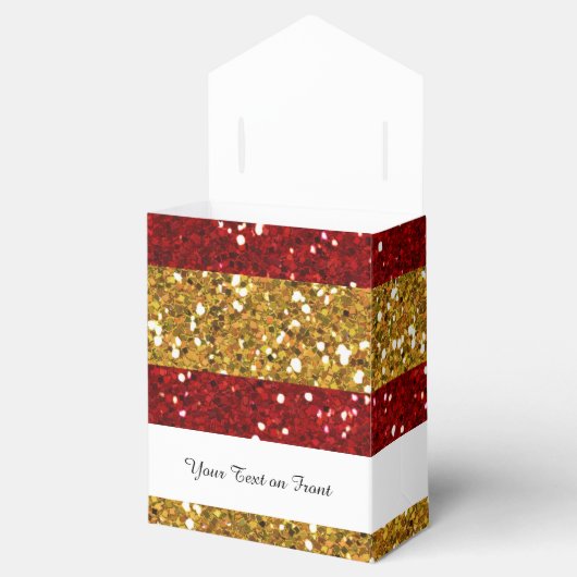 Gouden en Rode Glitter Stripes Gedrukt Bedankdoosjes (Geopend)