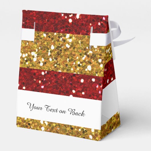Gouden en Rode Glitter Stripes Gedrukt Bedankdoosjes (Achterkant)