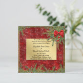 Gouden en rode kerst bruiloft uitnodiging (Staand voorkant)