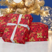 Gouden en rode kerst poinsettia bloemen