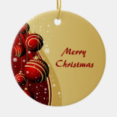 Gouden en rode kerstballen keramisch ornament (Voorkant)