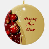 Gouden en rode kerstballen keramisch ornament (Achterkant)