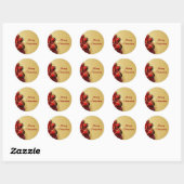 Gouden en rode kerstballen ronde sticker (Vel)