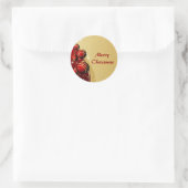 Gouden en rode kerstballen ronde sticker (Tas)