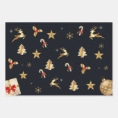 Gouden en rode kerstsymbolen inpakpapier vel (Voorkant 3)