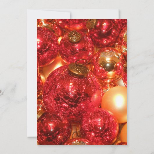 Gouden en rode kerstversieringen kaart (Achterkant)