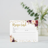 Gouden en Rode Marsala Bloemenrecept Kaart (Staand voorkant)