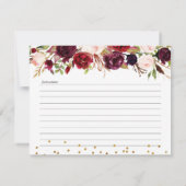 Gouden en Rode Marsala Bloemenrecept Kaart (Achterkant)