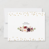 Gouden en Rode Marsala Bloemige Bedankkaart Kaart (Achterkant)