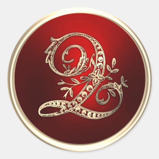 Gouden en Rode Monogram Q Enveloppe Zegel (Voorkant)