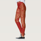 Gouden en rode paisley mandala leggings (Links)