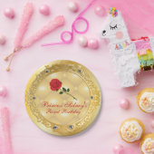 Gouden en Rode Rose Princess Party Papieren Bordje (Feest)