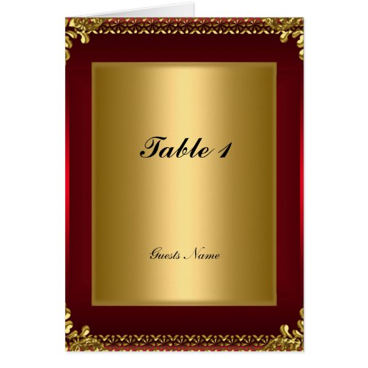 Gouden en Rode Tafel Plaatsing Kaart en Menu (Voorkant)