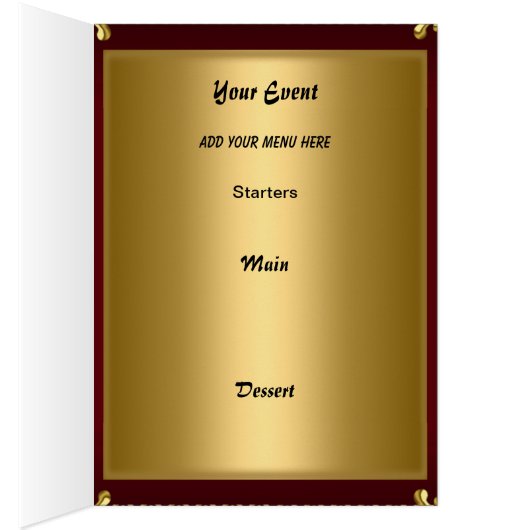 Gouden en Rode Tafel Plaatsing Kaart en Menu (Binnen (Rechts))