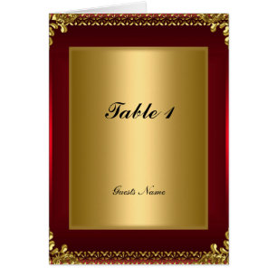 Gouden en Rode Tafelplaatsingkaart en Menu