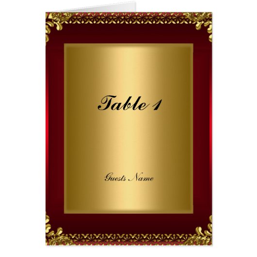 Gouden en Rode Tafelplaatsingkaart en Menu (Voorkant)