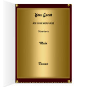 Gouden en Rode Tafelplaatsingkaart en Menu (Binnen (Rechts))