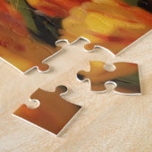 Gouden en Rode Tulp Bloemen Kunstpuzzel Legpuzzel (Zijkant)