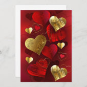 Gouden en rode valentijnen advieskaart (Voorkant / Achterkant)