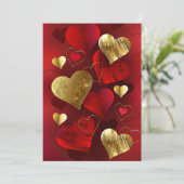 Gouden en rode valentijnen advieskaart (Staand voorkant)