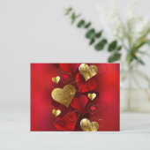 Gouden en rode valentijnen briefkaart (Staand voorkant)