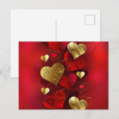Gouden en rode valentijnen briefkaart (Voorkant / Achterkant)