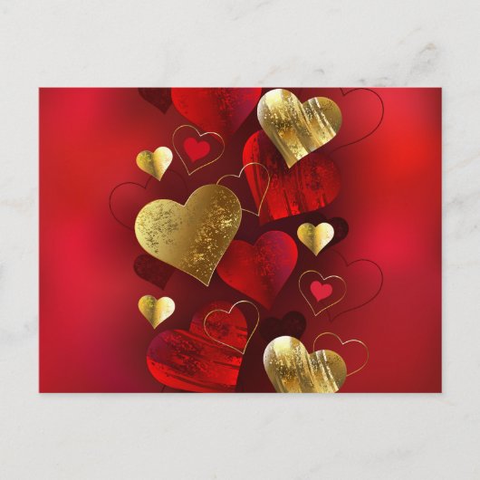 Gouden en rode valentijnen briefkaart (Voorkant)