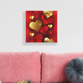 Gouden en rode valentijnen canvas afdruk (Insitu (Woonkamer))