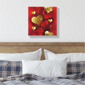 Gouden en rode valentijnen canvas afdruk (Insitu (Slaapkamer))