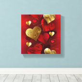 Gouden en rode valentijnen canvas afdruk (Insitu (Houten vloer))