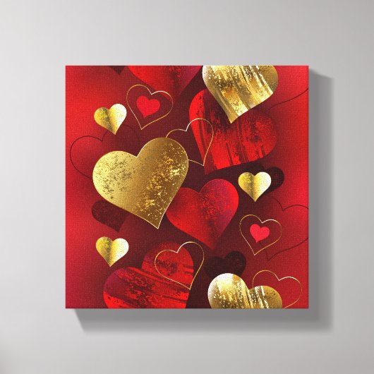 Gouden en rode valentijnen canvas afdruk (Voorkant)