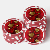 Gouden en rode valentijnen poker chips (Opstapeling)