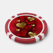 Gouden en rode valentijnen poker chips (Enkel)