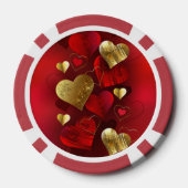 Gouden en rode valentijnen poker chips (Achterkant)