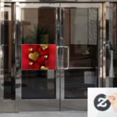 Gouden en rode valentijnen raamsticker (Kantoordeur)