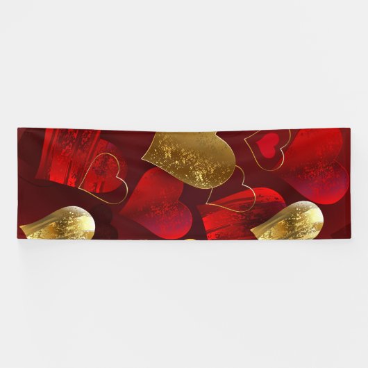 Gouden en rode valentijnen spandoek (Horizontaal)