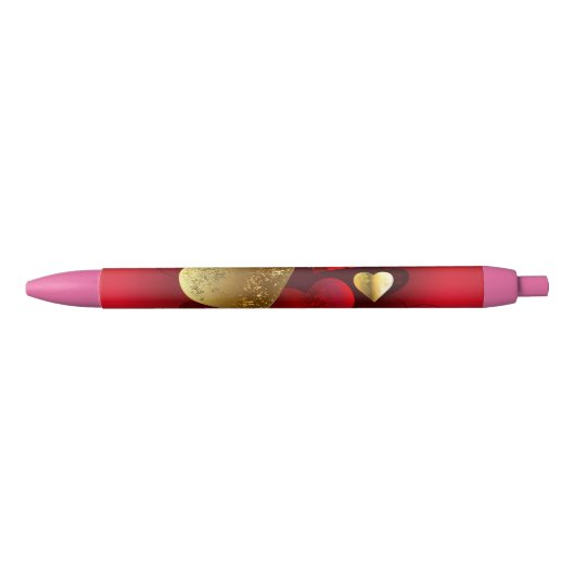 Gouden en rode valentijnen zwarte inkt pen (Voorkant)