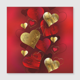 Gouden en rode valentijnskaarten