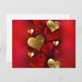 Gouden en rode valentijnskaarten feestdagenkaart (Voorkant / Achterkant)
