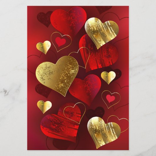 Gouden en rode valentijnskaarten flyer (Voorkant)