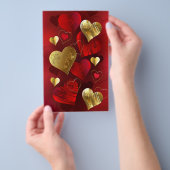 Gouden en rode valentijnskaarten flyer (Hand)