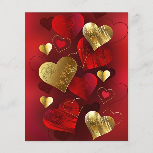 Gouden en rode valentijnskaarten flyer (Voorkant)