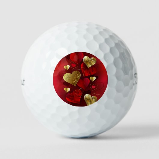 Gouden en rode valentijnskaarten golfballen (Voorkant)